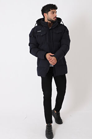 Göğüs Cepli İçi Kürklü Uzun Şişme Mont PLDP 2957_50456