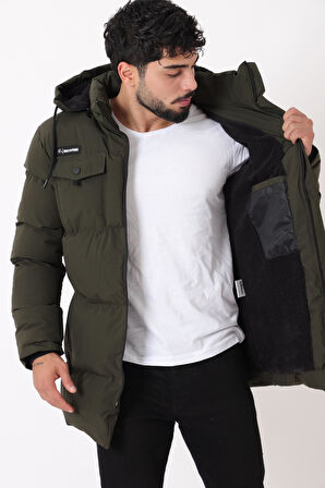 Göğüs Cepli İçi Kürklü Uzun Şişme Mont PLDP 2957_50456