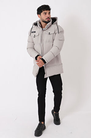 Göğüs Cepli İçi Kürklü Uzun Şişme Mont PLDP 2957_50456