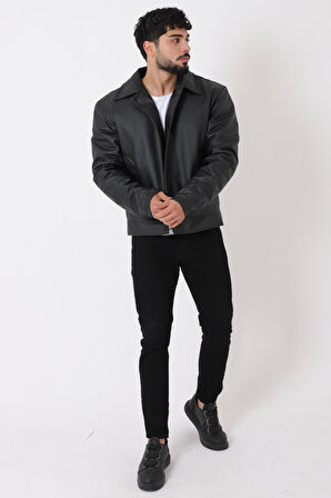 Oversize Düğmeli Suni Deri Kışlık Mont Bl 1851_50457