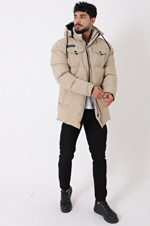 Göğüs Cepli İçi Kürklü Uzun Şişme Mont PLDP 2957_50456