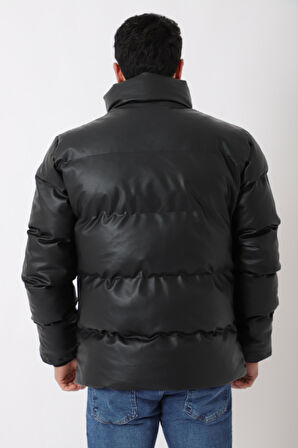 Stil Kombin Geniş Dikişli Suni Deri Şişme Mont PLDP 3020_50482