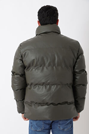 Stil Kombin Geniş Dikişli Suni Deri Şişme Mont PLDP 3020_50482