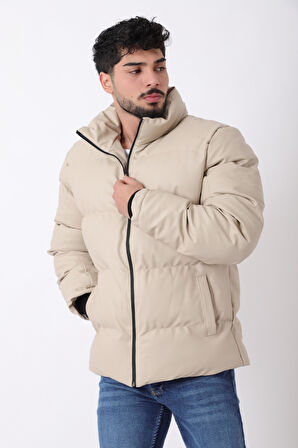 Stil Kombin Geniş Dikişli Suni Deri Şişme Mont PLDP 3020_50482