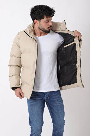 Stil Kombin Geniş Dikişli Suni Deri Şişme Mont PLDP 3020_50482