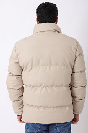 Stil Kombin Geniş Dikişli Suni Deri Şişme Mont PLDP 3020_50482