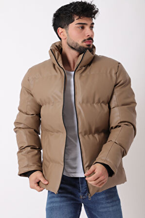 Stil Kombin Geniş Dikişli Suni Deri Şişme Mont PLDP 3020_50482