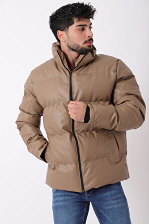 Stil Kombin Geniş Dikişli Suni Deri Şişme Mont PLDP 3020_50482