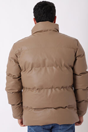 Stil Kombin Geniş Dikişli Suni Deri Şişme Mont PLDP 3020_50482