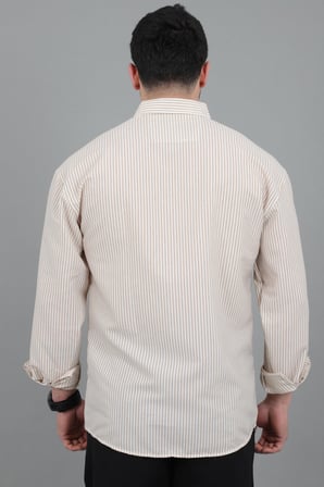 İnce Çizgili Oversize Yazlık Uzun Kol Gömlek MRS 218_40415