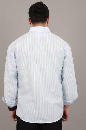 İnce Çizgili Oversize Yazlık Uzun Kol Gömlek MRS 218_40415