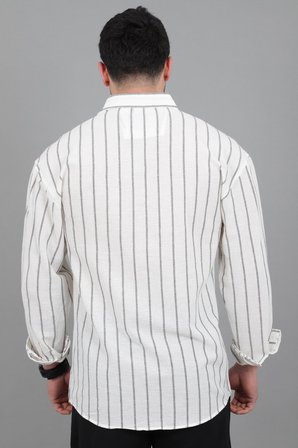 Şile Çizgili Oversize Uzun Kol Yazlık Gömlek MRS 226_40418