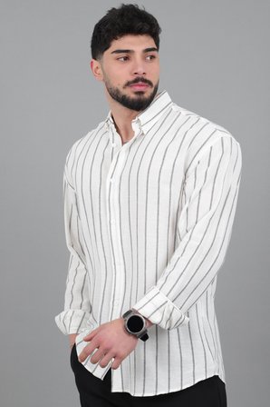 Şile Çizgili Oversize Uzun Kol Yazlık Gömlek MRS 226_40418