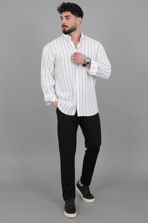 Şile Çizgili Oversize Uzun Kol Yazlık Gömlek MRS 226_40418