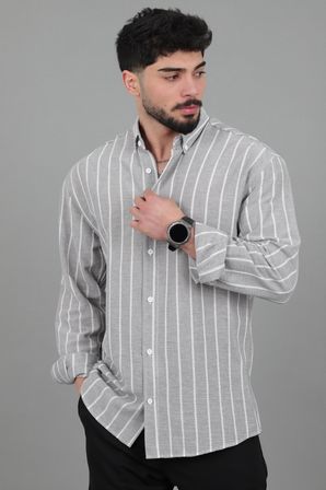 Şile Çizgili Oversize Uzun Kol Yazlık Gömlek MRS 226_40418