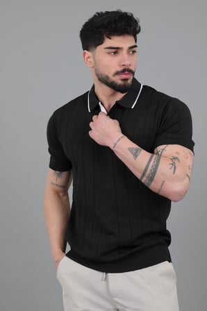 Apaç Yaka Çizgi Desen Tişört JRX 1003_30496