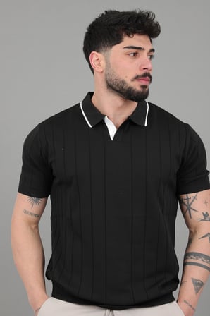 Apaç Yaka Çizgi Desen Tişört JRX 1003_30496