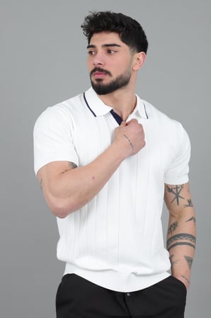 Apaç Yaka Çizgi Desen Tişört JRX 1003_30496