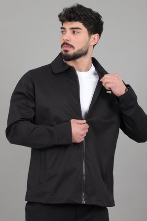 Diagonel Kumaş Yakalı Fermuarlı Mevsimlik Mont PLDP 3031_60391