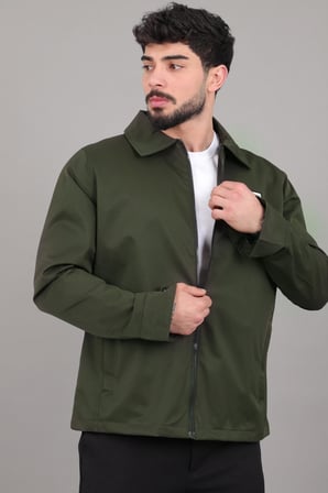 Diagonel Kumaş Yakalı Fermuarlı Mevsimlik Mont PLDP 3031_60391