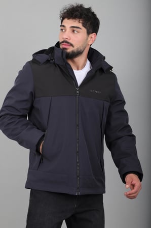 Parçalı İçi Kürklü Softsheel Kışlık Mont KMD 889_50523