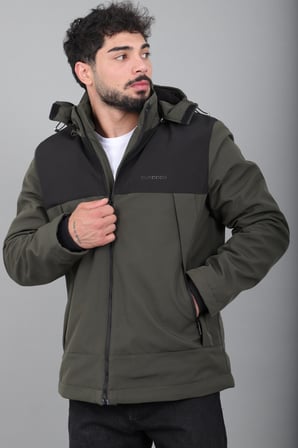 Parçalı İçi Kürklü Softsheel Kışlık Mont KMD 889_50523