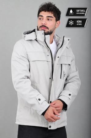 İçi Kürklü Göğüs Detay Softsheel Kışlık Mont KMD 833_50524