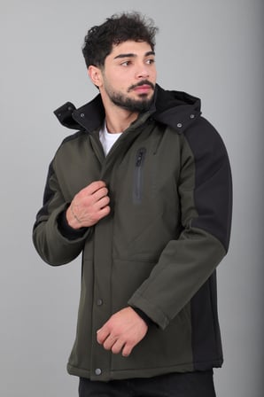 Çift Renk İçi Kürklü Softshell Kışlık Mont PLDP 3041_50525
