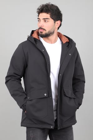 Kapitoneli Torba Cep Sabit Kapüşon Kışlık Mont PLDP 3039_50527