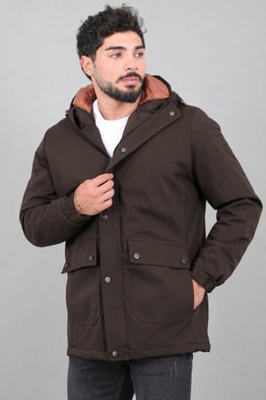 Kapitoneli Torba Cep Sabit Kapüşon Kışlık Mont PLDP 3039_50527