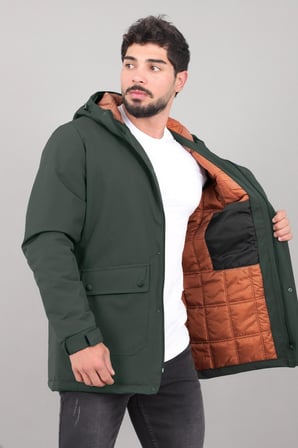 Kapitoneli Torba Cep Sabit Kapüşon Kışlık Mont PLDP 3039_50527