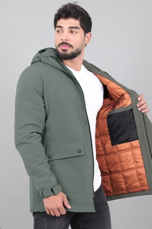 Kapitoneli Torba Cep Sabit Kapüşon Kışlık Mont PLDP 3039_50527
