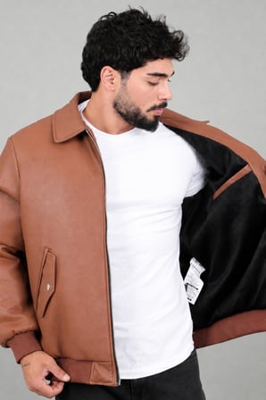 Cep Detay Dolumlu İçi Kürklü Suni Deri Mont KMD 897_50533