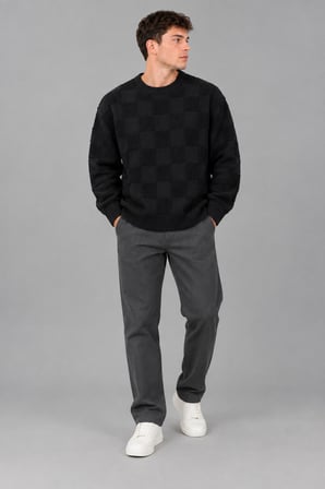 Oversize Peluş Kare Desen Kışlık Kazak DP 18381_10062