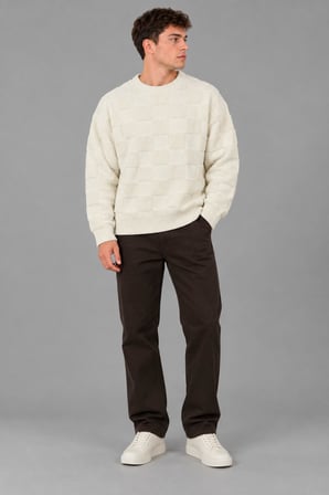 Oversize Peluş Kare Desen Kışlık Kazak DP 18381_10062