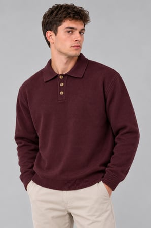Oversize Düğmeli Yaka Örgü Kazak DP 17501_10063
