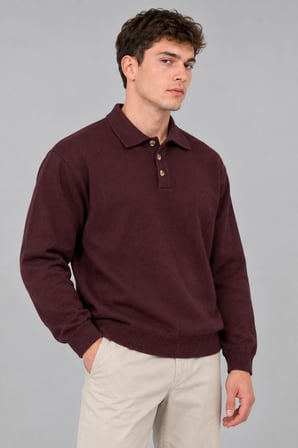 Oversize Düğmeli Yaka Örgü Kazak DP 17501_10063