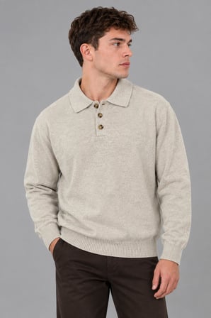 Oversize Düğmeli Yaka Örgü Kazak DP 17501_10063