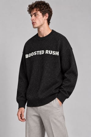 Yarım Oversize Baskılı Kışlık Kazak DP 16651_10071