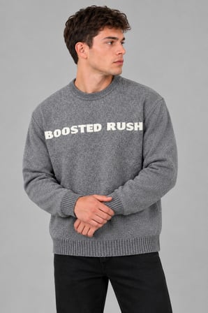 Yarım Oversize Baskılı Kışlık Kazak DP 16651_10071