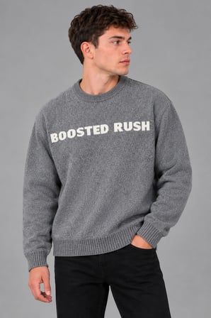 Yarım Oversize Baskılı Kışlık Kazak DP 16651_10071