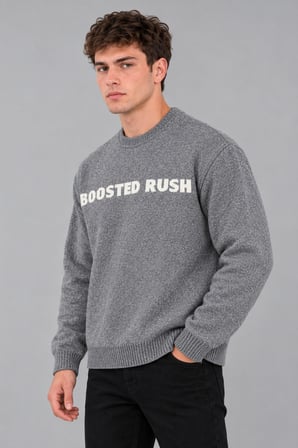 Yarım Oversize Baskılı Kışlık Kazak DP 16651_10071