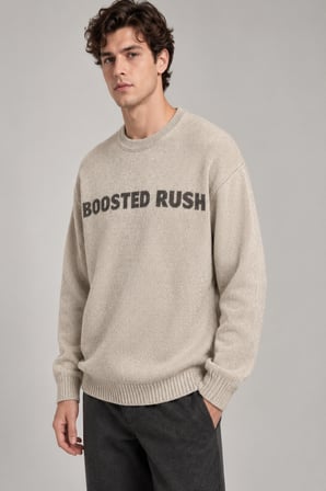 Yarım Oversize Baskılı Kışlık Kazak DP 16651_10071