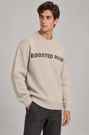 Yarım Oversize Baskılı Kışlık Kazak DP 16651_10071