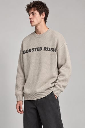 Yarım Oversize Baskılı Kışlık Kazak DP 16651_10071