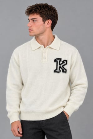 Baskılı Düğmeli Oversize Kışlık Kazak DP 16622_10068