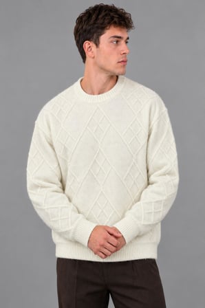 Çapraz Desen Oversize Kışlık Kazak DP 17567_10066