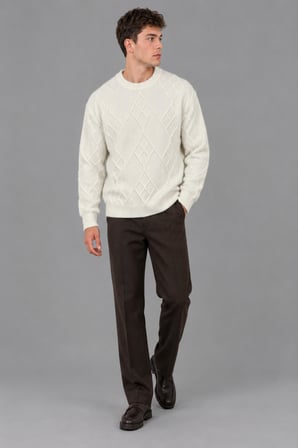 Çapraz Desen Oversize Kışlık Kazak DP 17567_10066