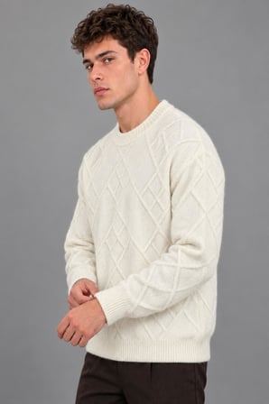 Çapraz Desen Oversize Kışlık Kazak DP 17567_10066