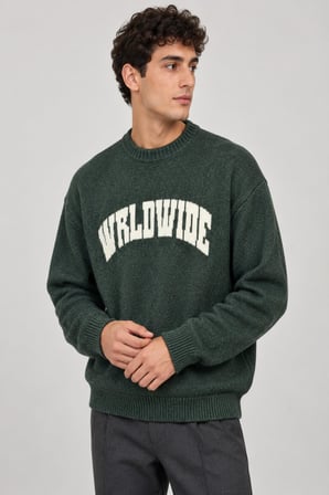Baskılı Oversize Örgü Kışlık Kazak DP 16596_10072